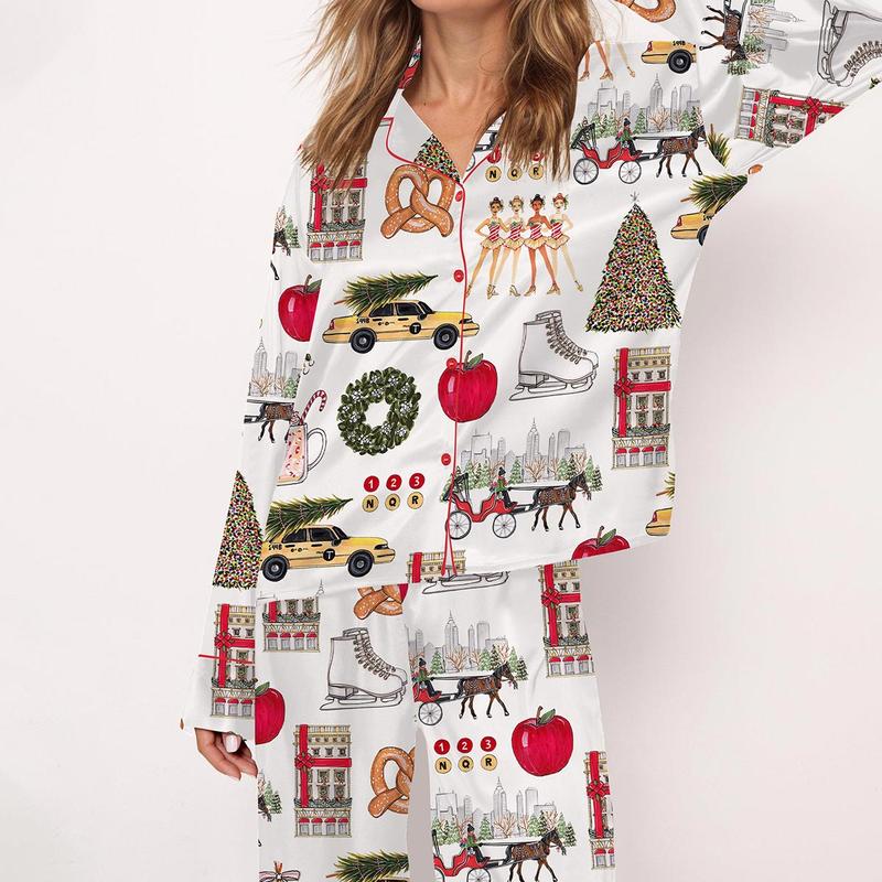 Christmas In New York Satin Pajama Set