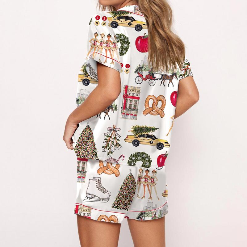 Christmas In New York Satin Pajama Set