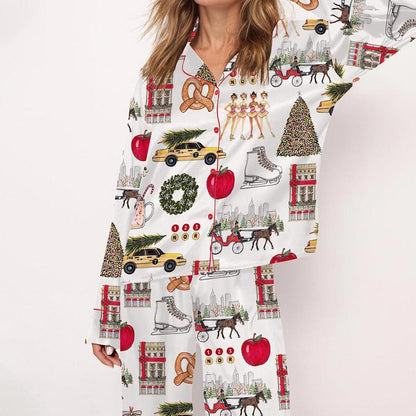 Christmas In New York Satin Pajama Set