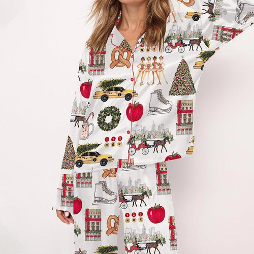 Christmas In New York Satin Pajama Set