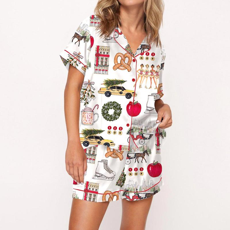 Christmas In New York Satin Pajama Set