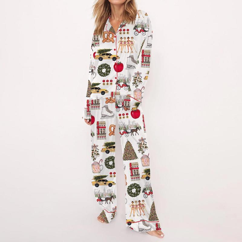 Christmas In New York Satin Pajama Set